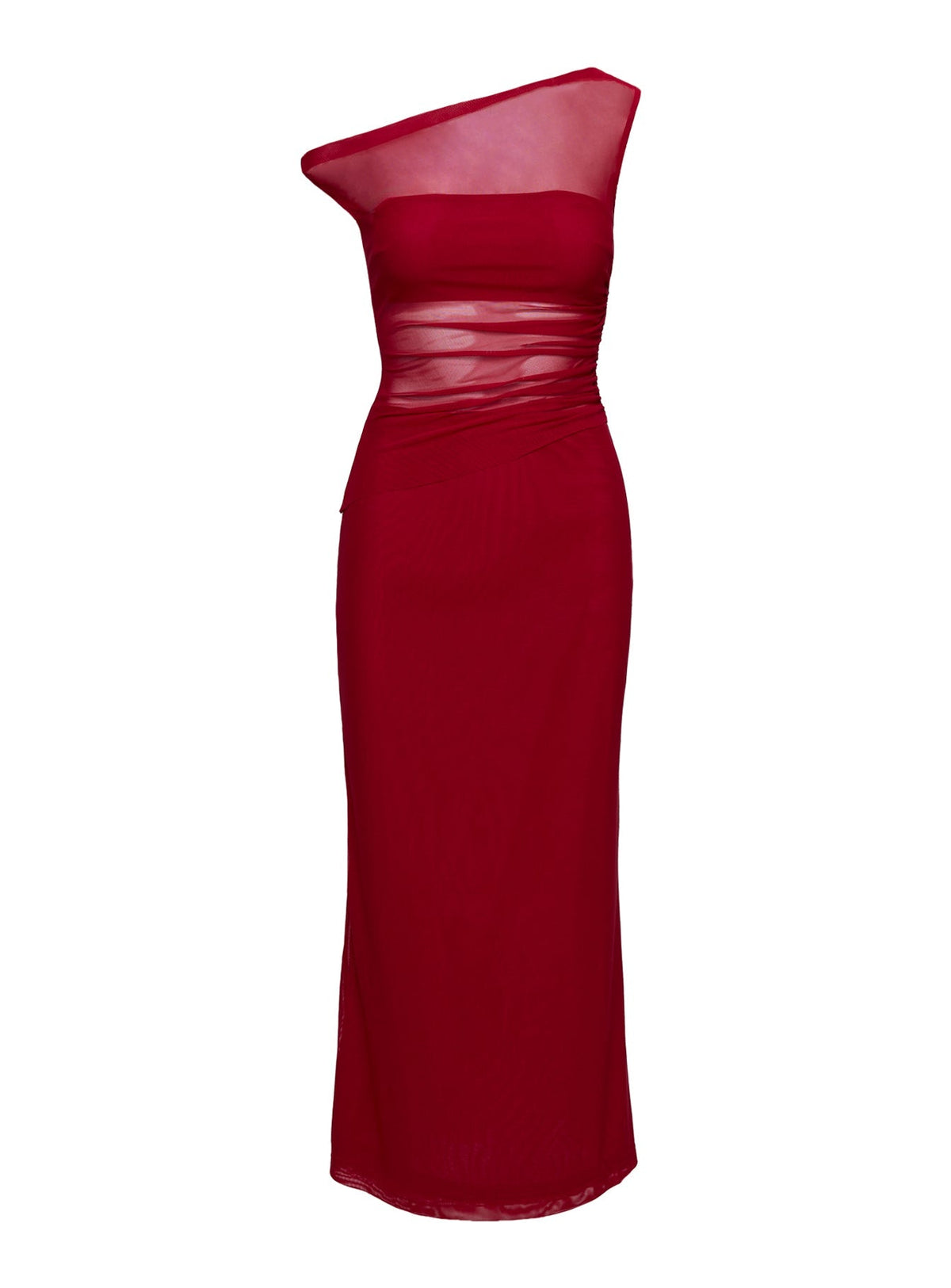 Aristocrat One Shoulder Mesh Set Red