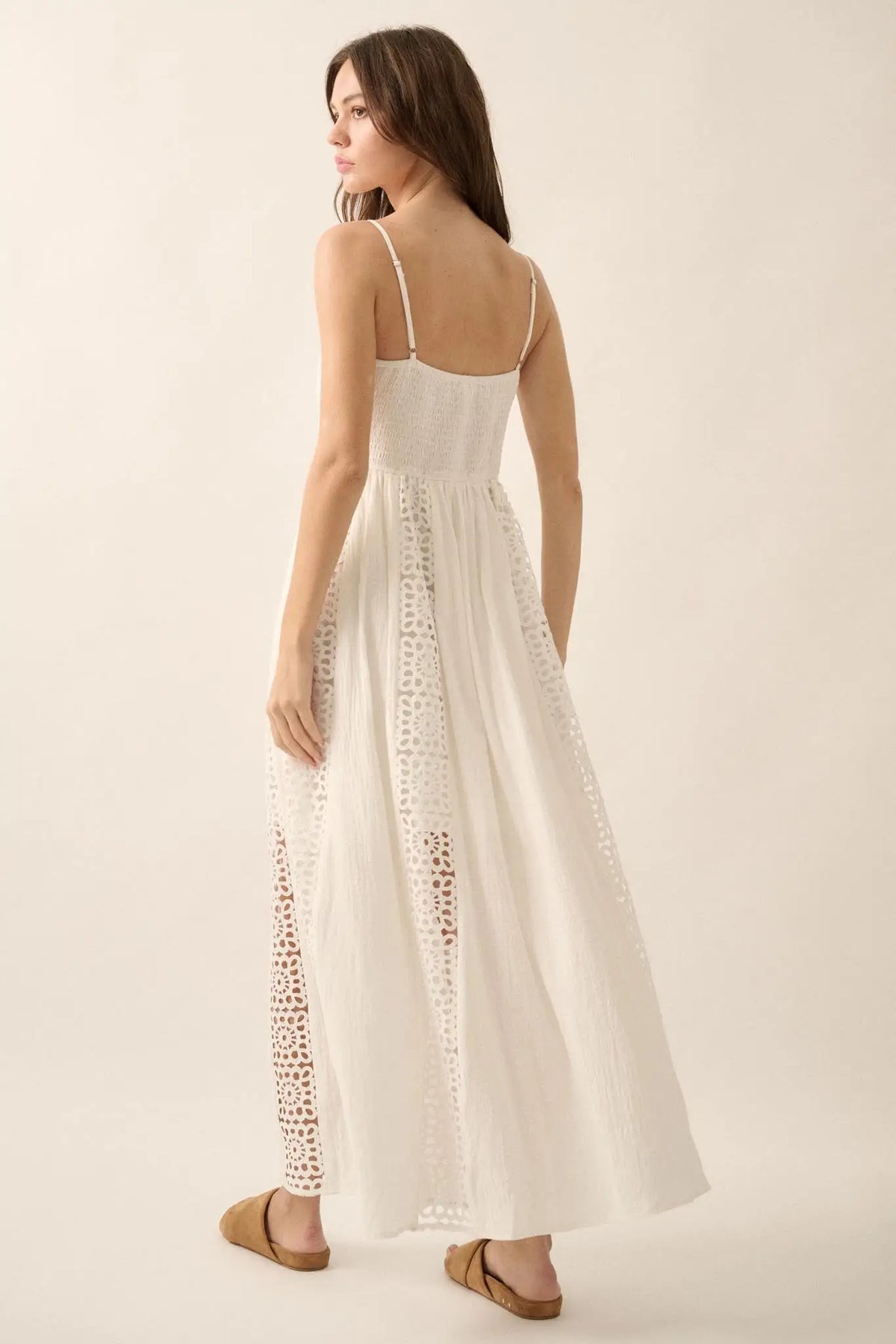 Beautiful Energy Lace-Inset High-Waist Maxi Dress