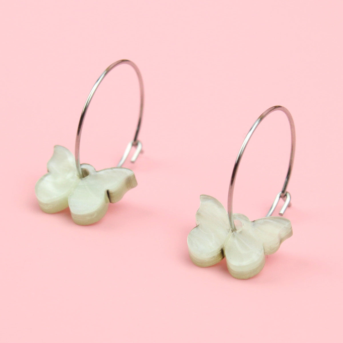You're My Butterfly, Sugar Baby Hoop Earrings (Marble Green)