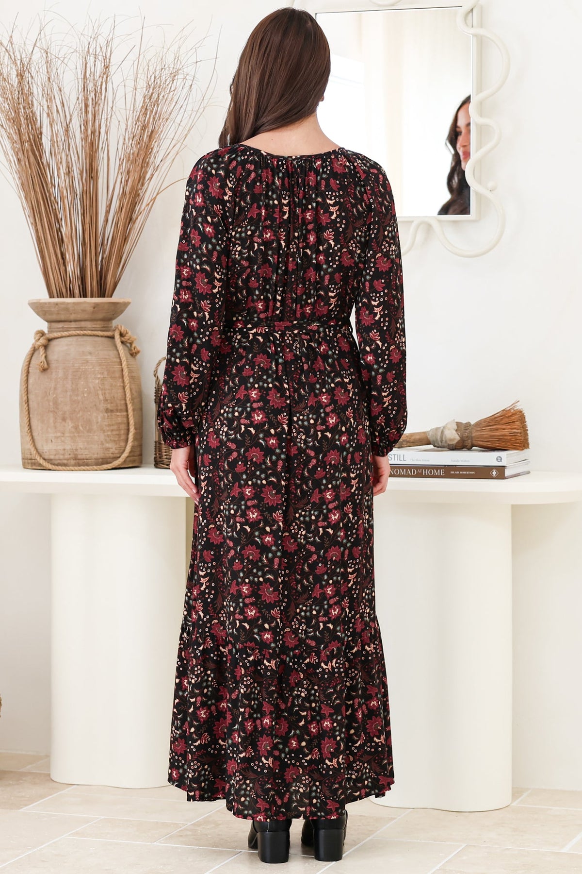Maury Maxi Dress - V Neck Button Down Dress with Waist Tie in Nanushka Print
