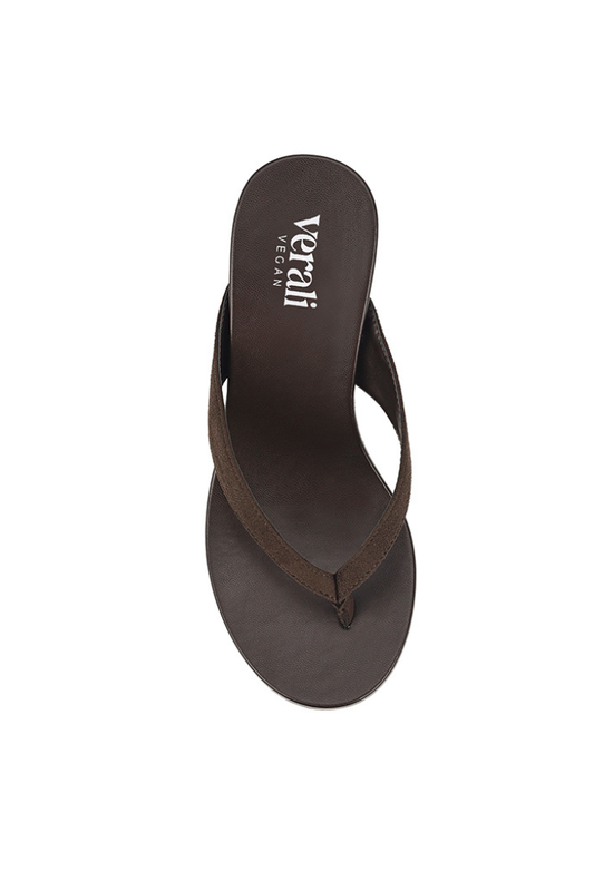 Polly Thong Wedges - Chocolate Brown Micro