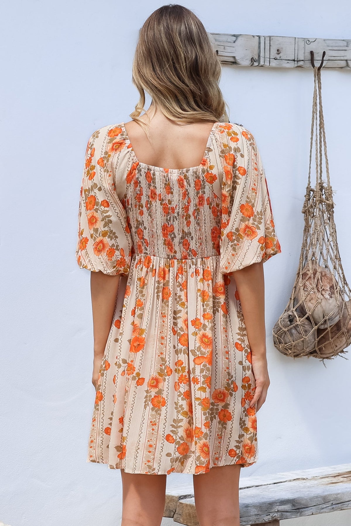 Yanna Mini Dress - On or Off Shoulder A Line Dress with Elasticated Back in Vondrosa Print