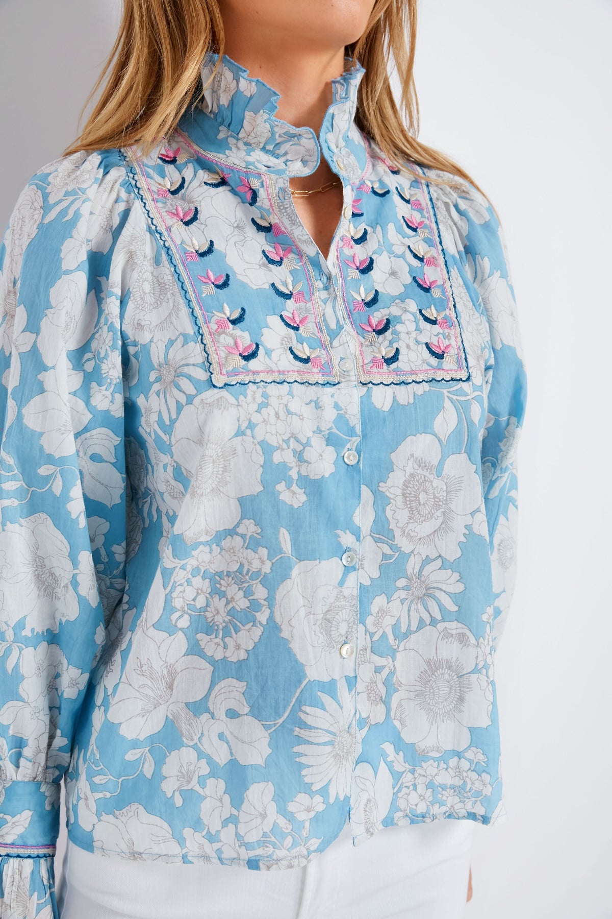 Blue Peony Blouse