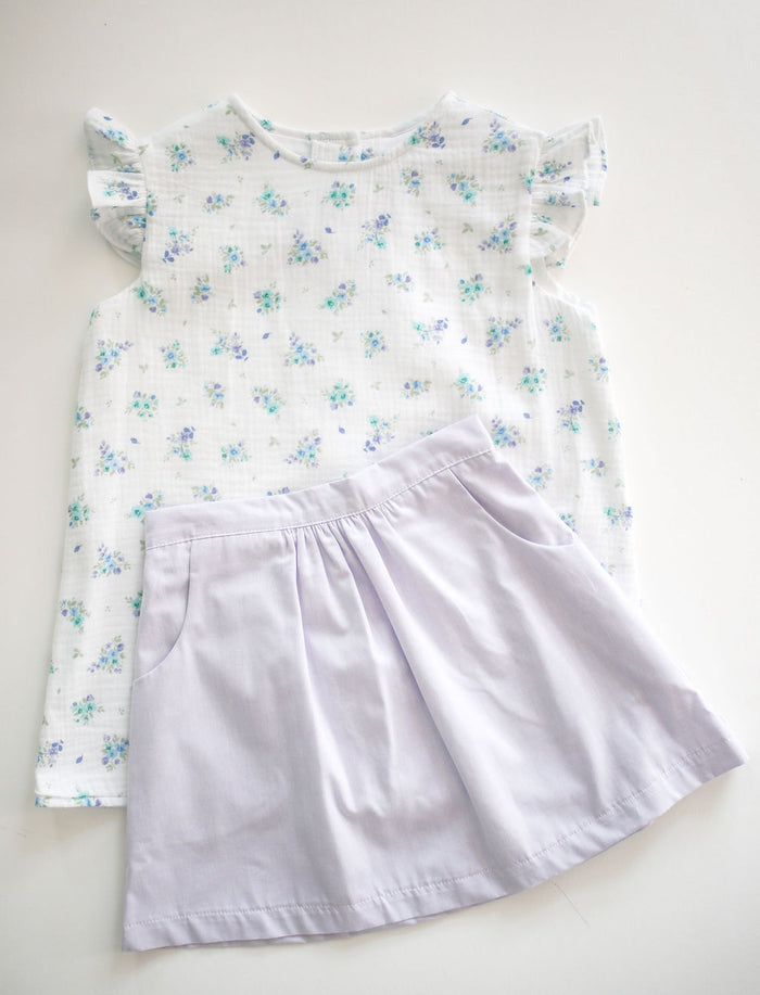 Eliza Skirt in Lilac Chambray (#41), Size 6