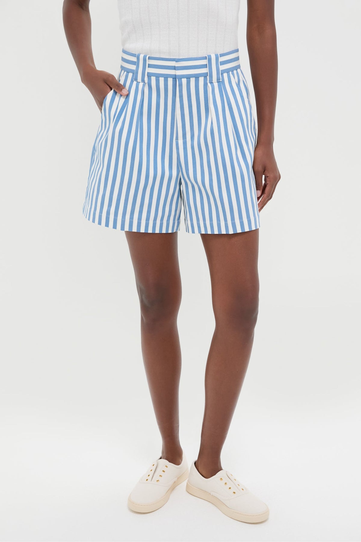Blue and White Stripe Canvas Briggs Safari Short