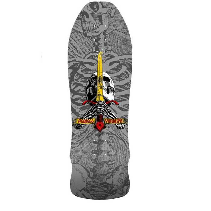 Powell Peralta Geegah Skull & Sword Reissue 9.75" Deck - SP3 Silver