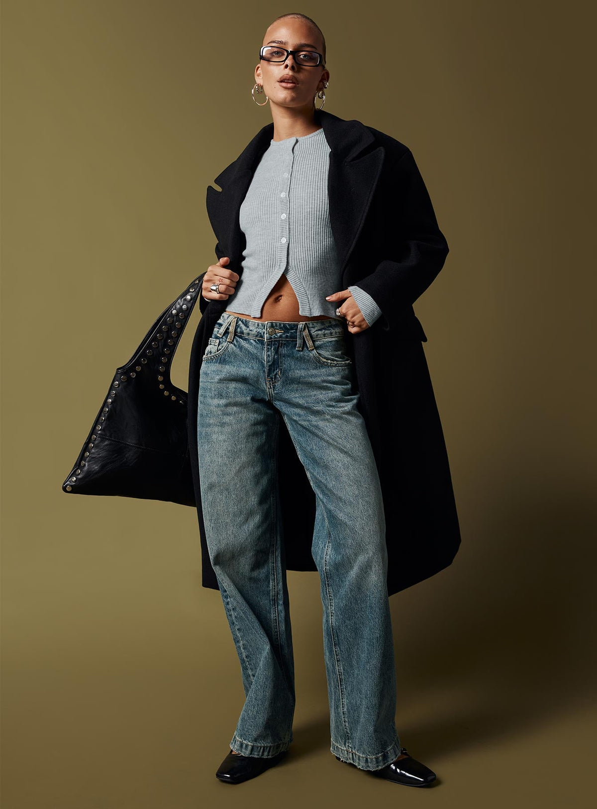 Backbone Low Rise Straight Leg Jeans Mid Blue