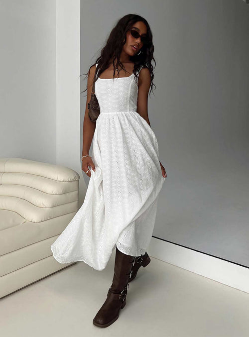 Cartmel Broderie Maxi Dress White