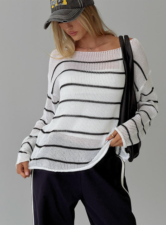 Alperton Knit Sweater Cream Stripe