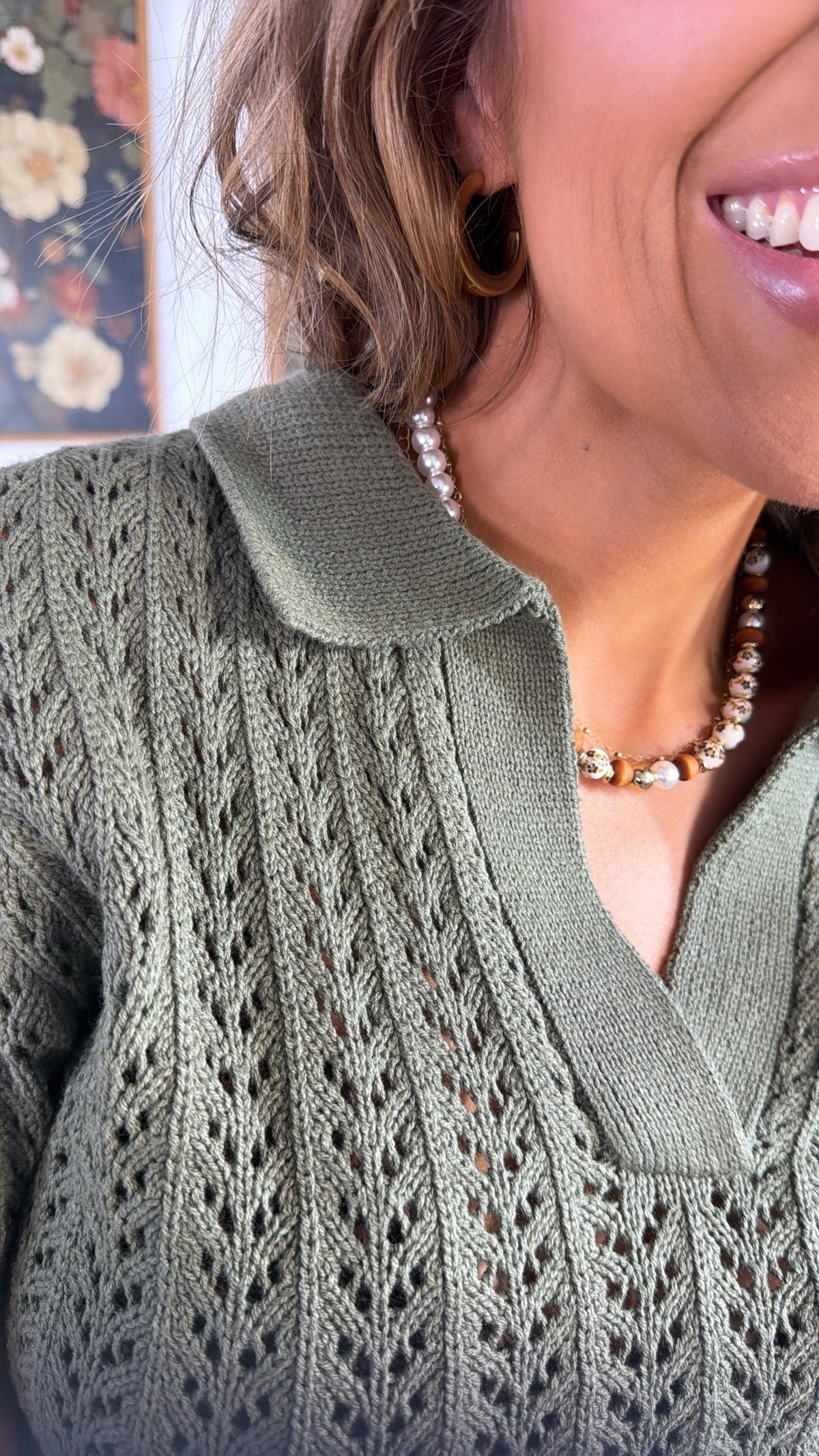 Herbal Hue Knit Top, Olive