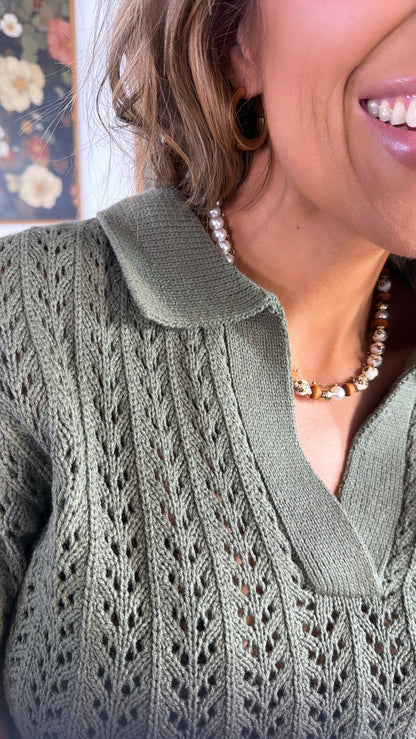 Herbal Hue Knit Top, Olive