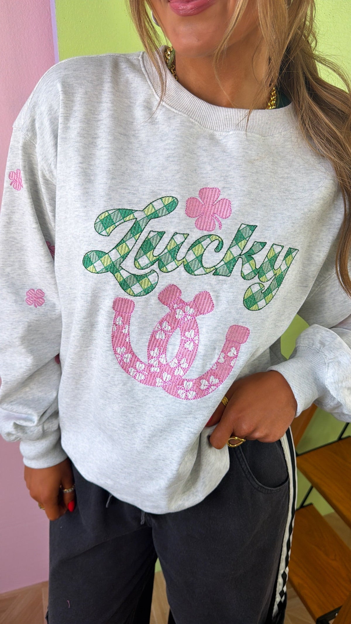 Clover Club Crewneck, H.Grey