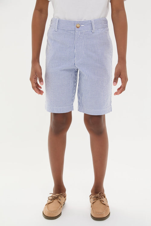 Blue Seersucker Preppy Short