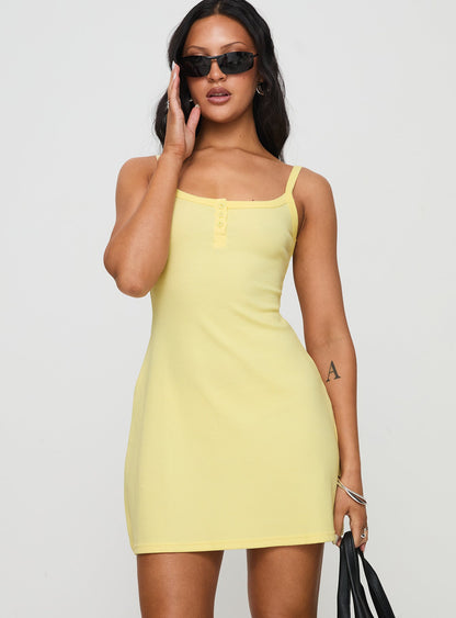 Baseline Rib Mini Dress Yellow