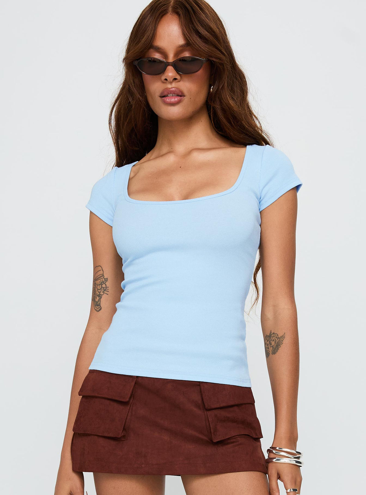Baseline Scoop Tee Light Blue