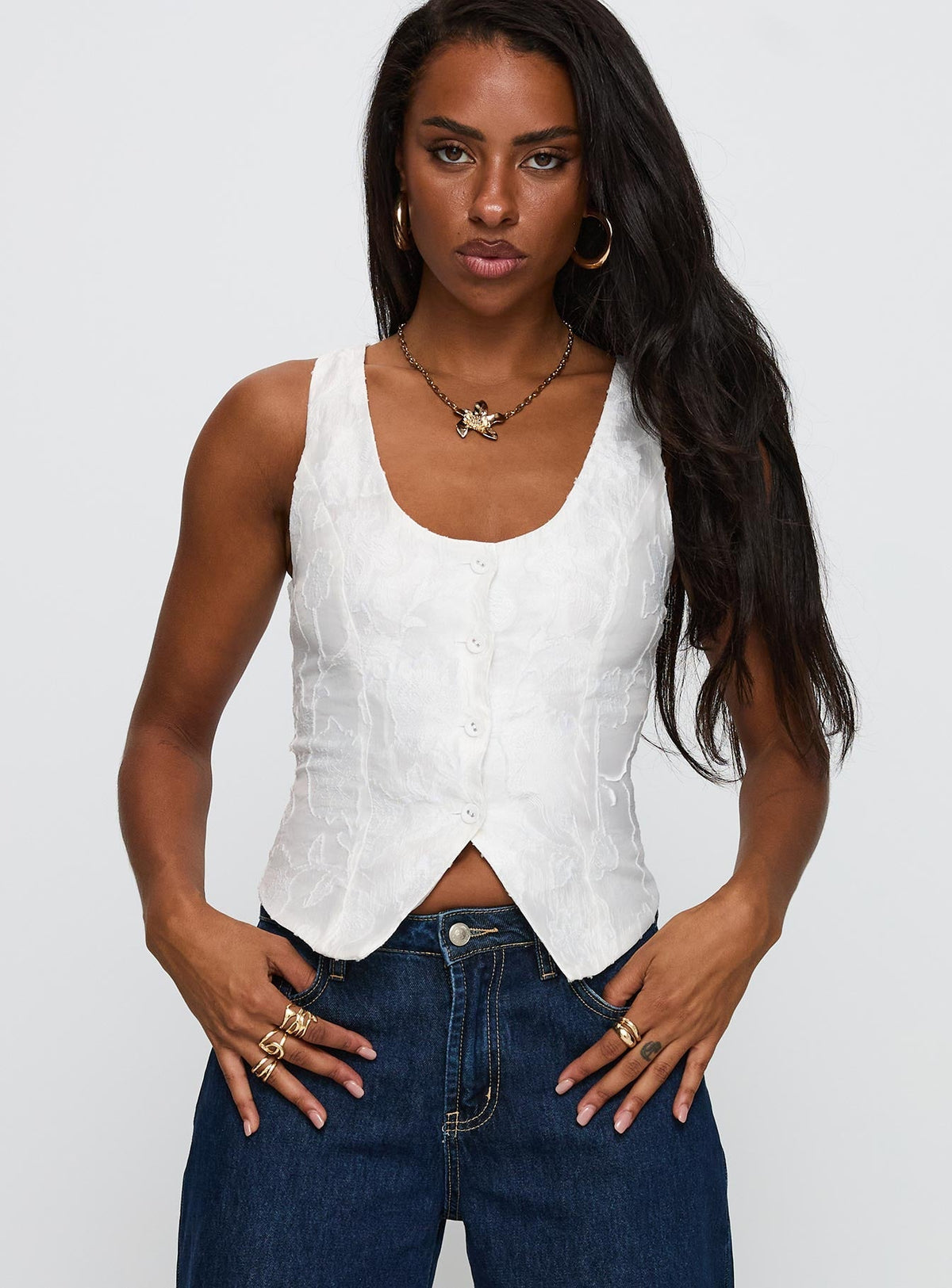 Breathless Embroidered Top White
