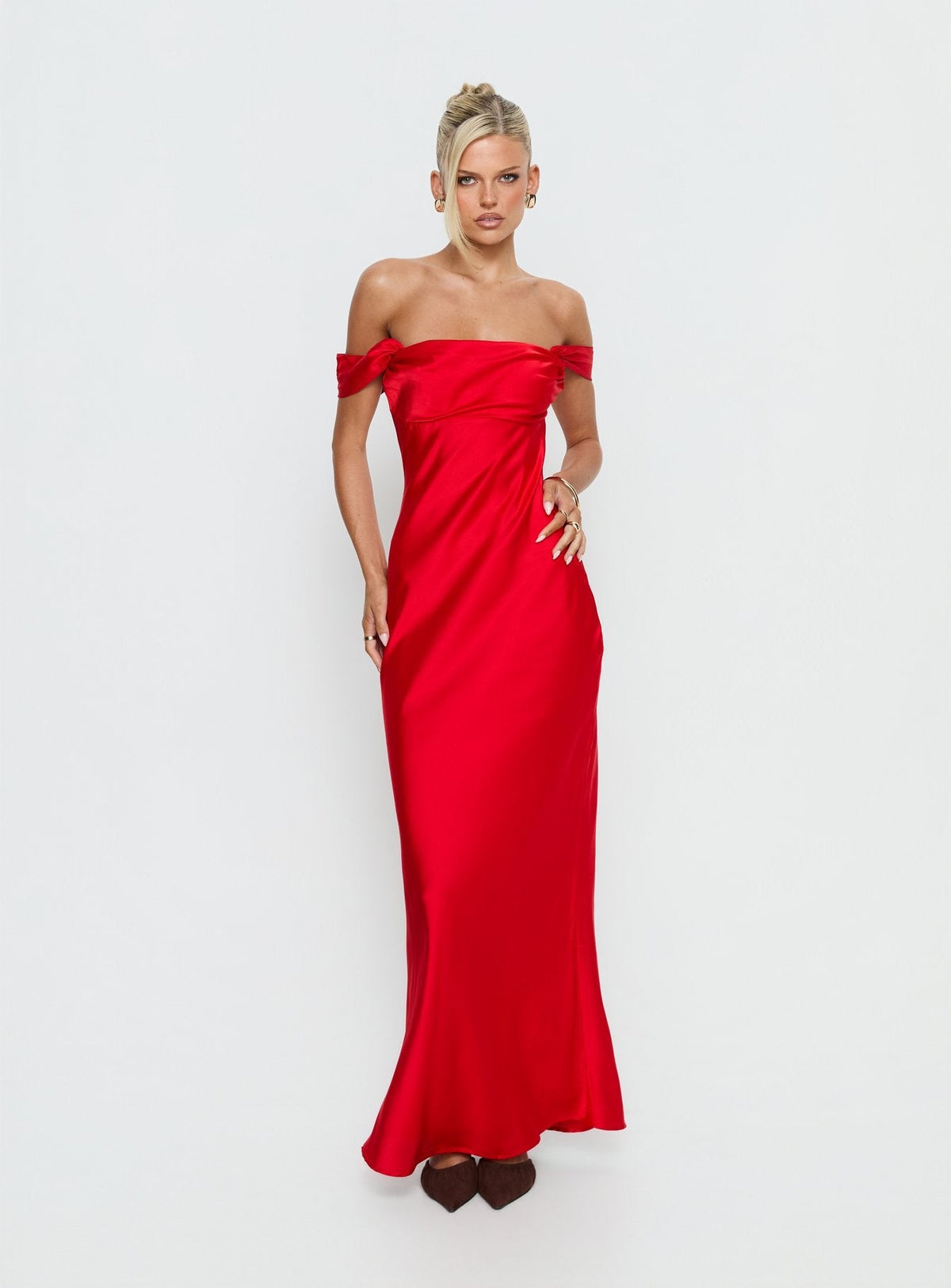 Azura Off The Shoulder Maxi Dress Red