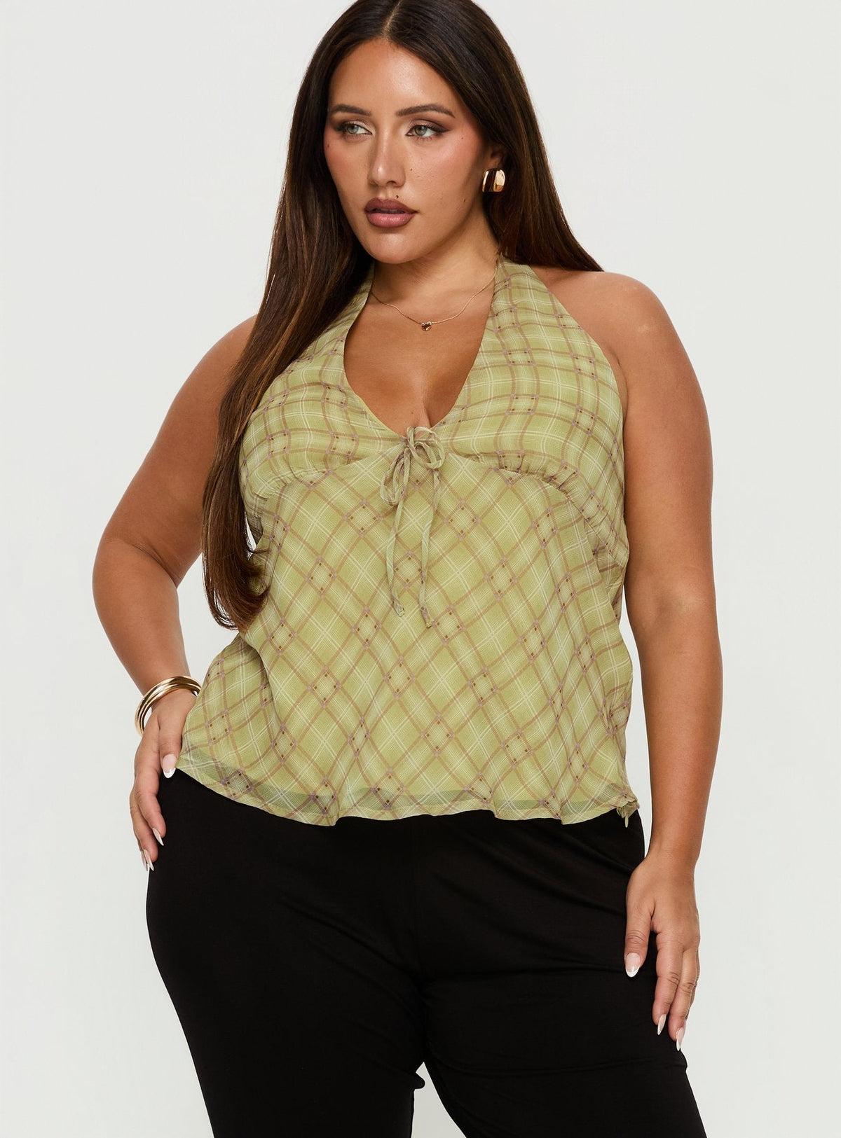 Amalthea Top Green Check Curve