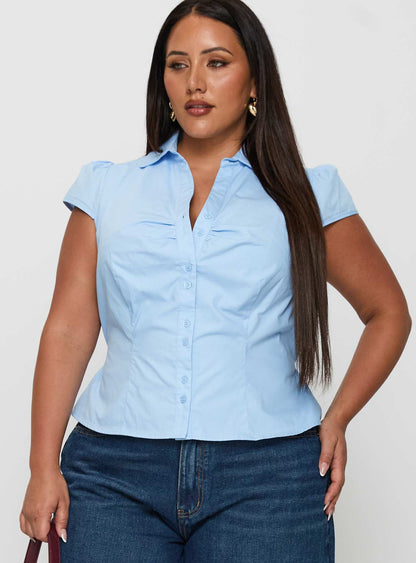 Arianwyn Short Sleeve Shirt Blue Curve
