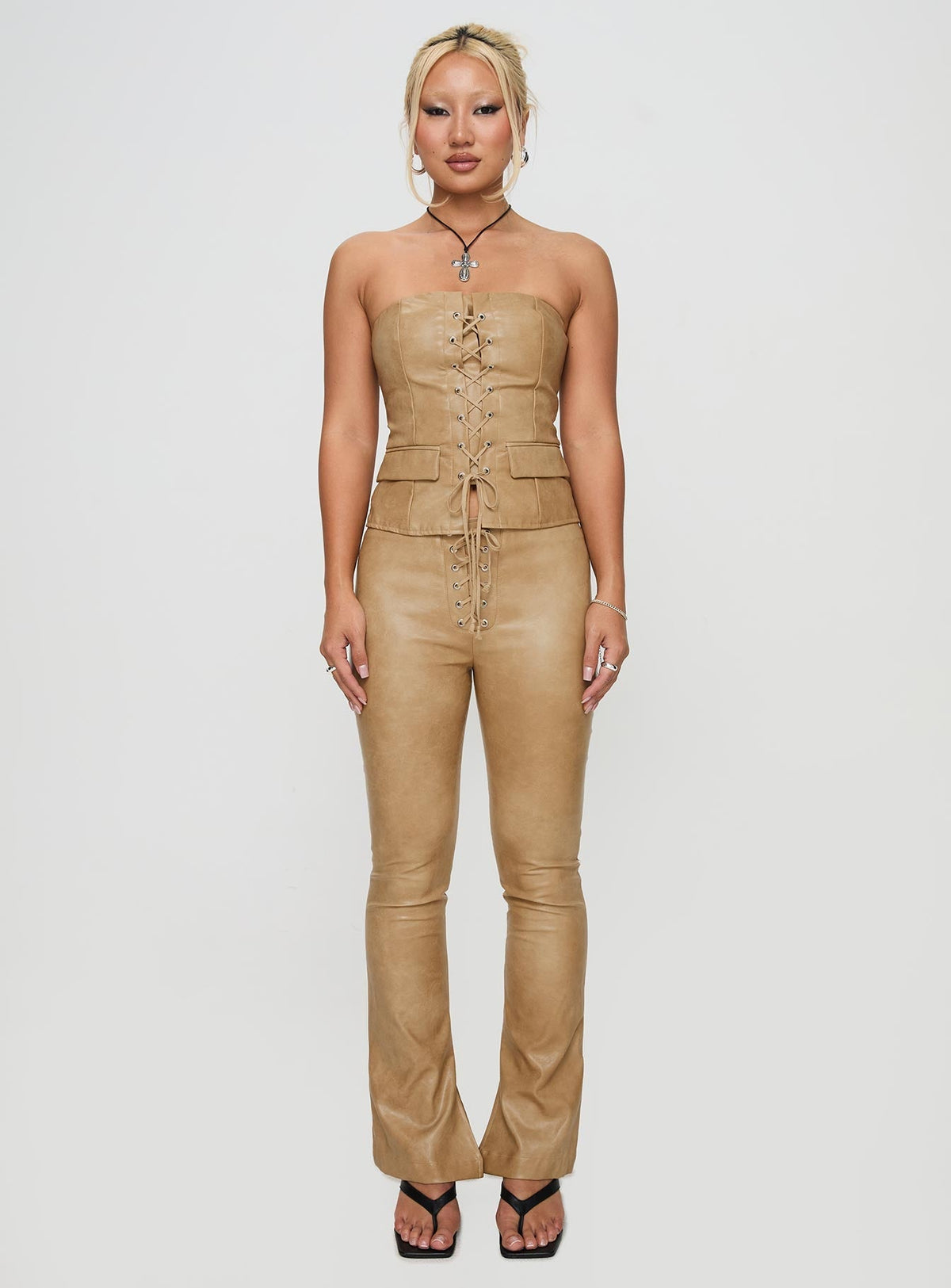 Anaheim Strapless Top Beige