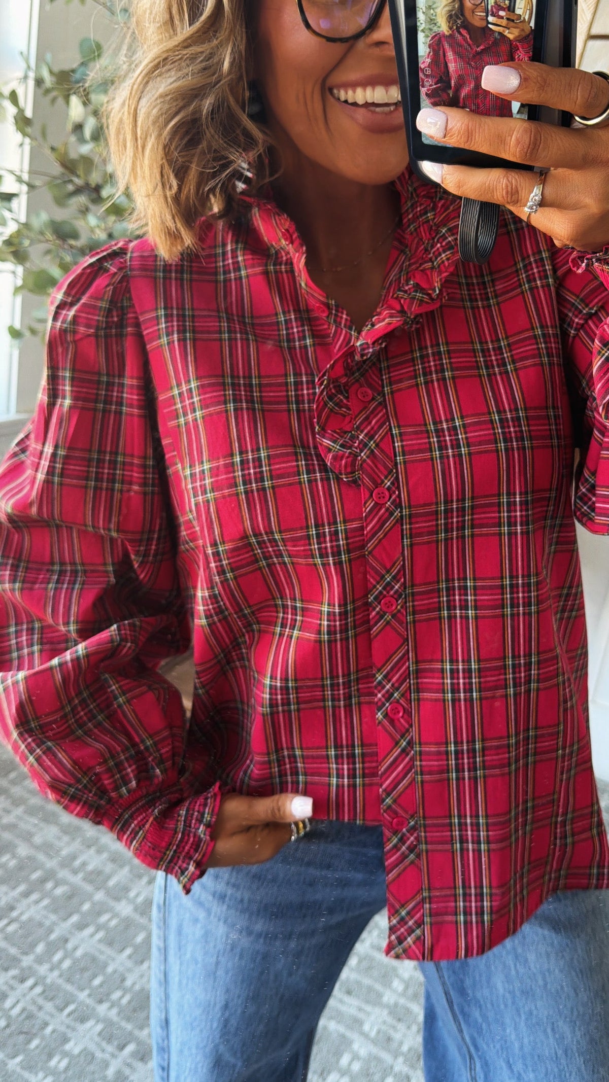 Cindy Lou Blouse, Red