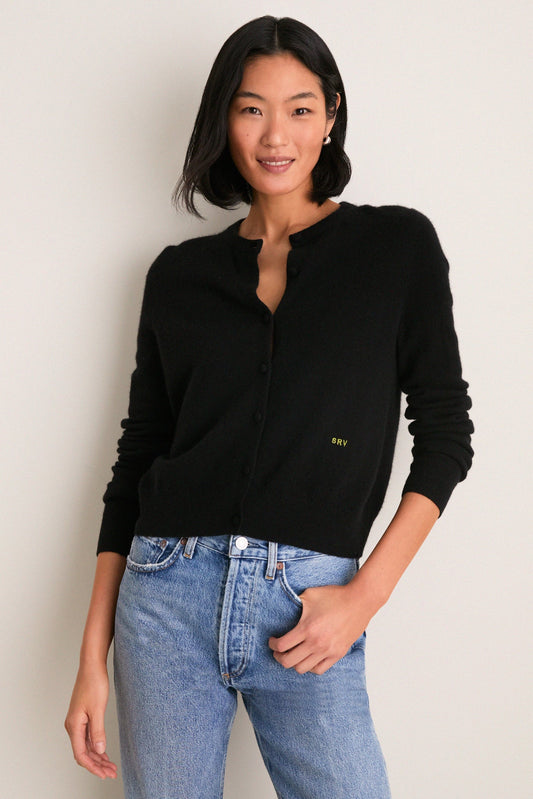 Black Cashmere Riley Cardigan