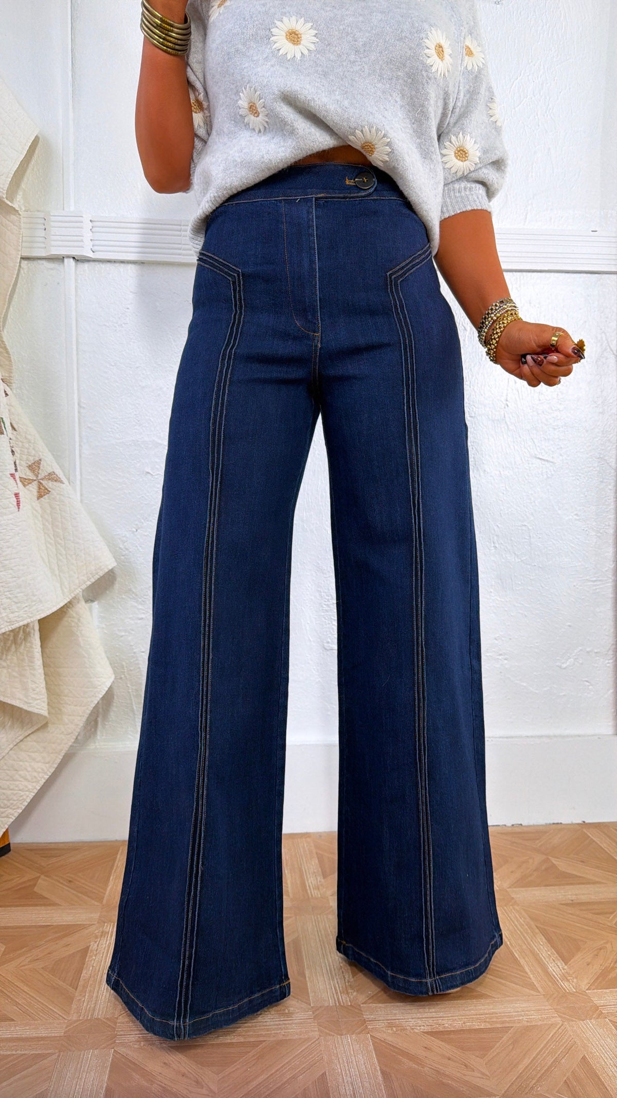 Dallas Wide Leg Denim, Dark Denim