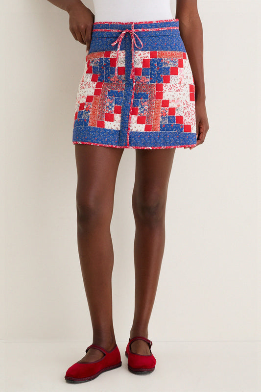 Blue Multi Quilted Louise Mini Skirt