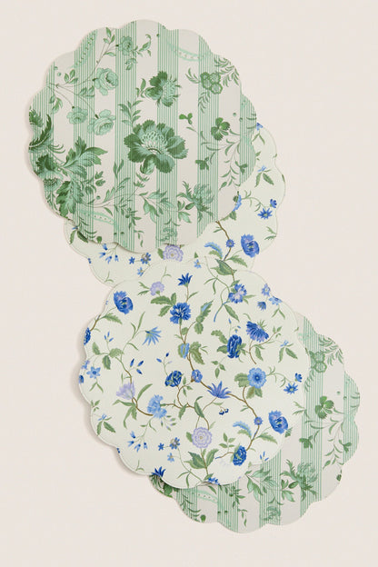 Blue and Lavender Blossom Wipeable Placemats Set of 4