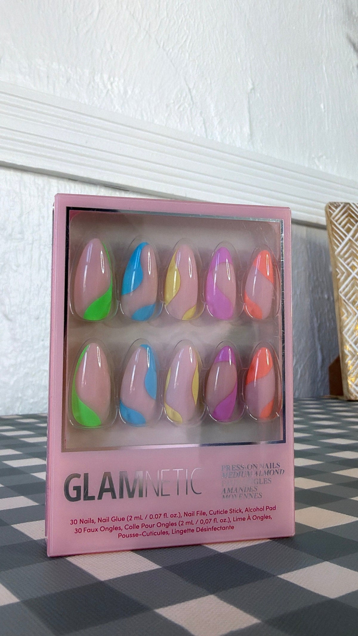 Rainbow Puff Press-On Nails |Medium Almond Multicolor Summer