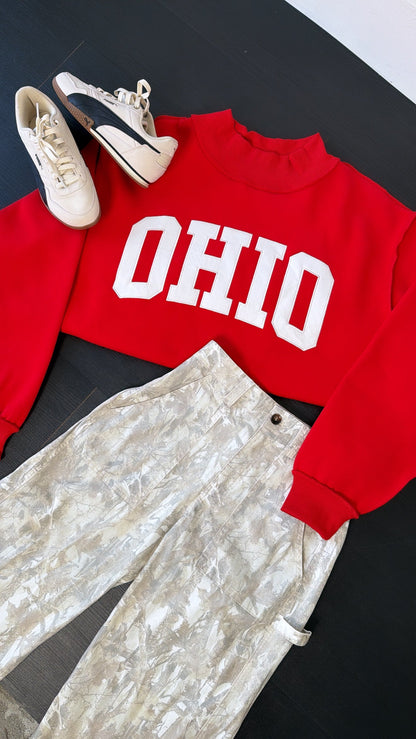 OHIO Mock Neck Crew, Red