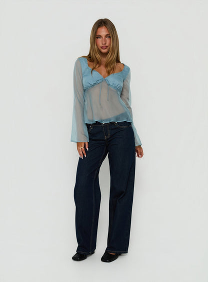 Beecher Sheer Long Sleeve Top Slate