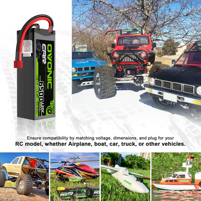 [2-Pack] Ovonic 14.8V 120C 4S 6500mAh Hardcase LiPo Battery with Deans Connector for 1/8 Scale RC Cars