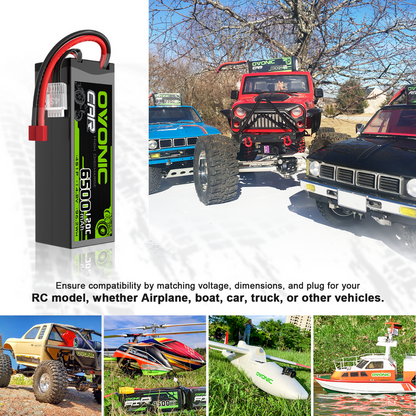 [2-Pack] Ovonic 14.8V 120C 4S 6500mAh Hardcase LiPo Battery with Deans Connector for 1/8 Scale RC Cars