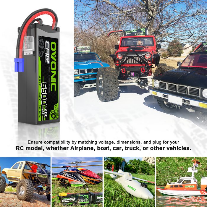 [2-Pack] Ovonic 14.8V 120C 4S 6500mAh Hardcase LiPo Battery with EC5 Plug for 1/8 Scale RC Cars