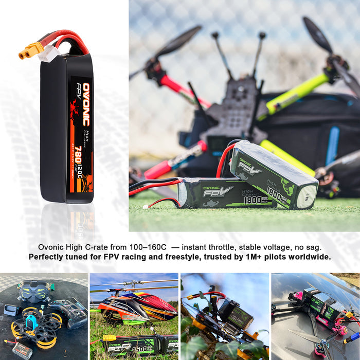2-Pack Ovonic 4S 780mAh 120C 15.2V LiHV Battery w/XT30 Plug