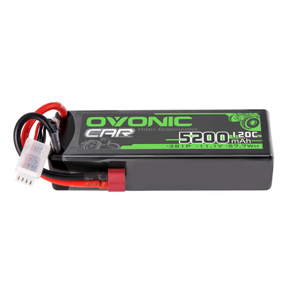 2-Pack Ovonic 5200mAh 11.1V 120C 3S LiPo Battery Pack with Deans T Connector for RC Cars and Trucks