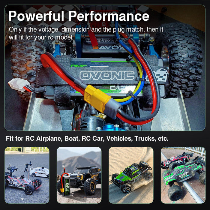 2-Pack Ovonic Force 2S 6200mAh 50C 7.4V Hardcase LiPo Battery w/Deans Plug for 1/10 1/8 RC Car, Boat & Truck