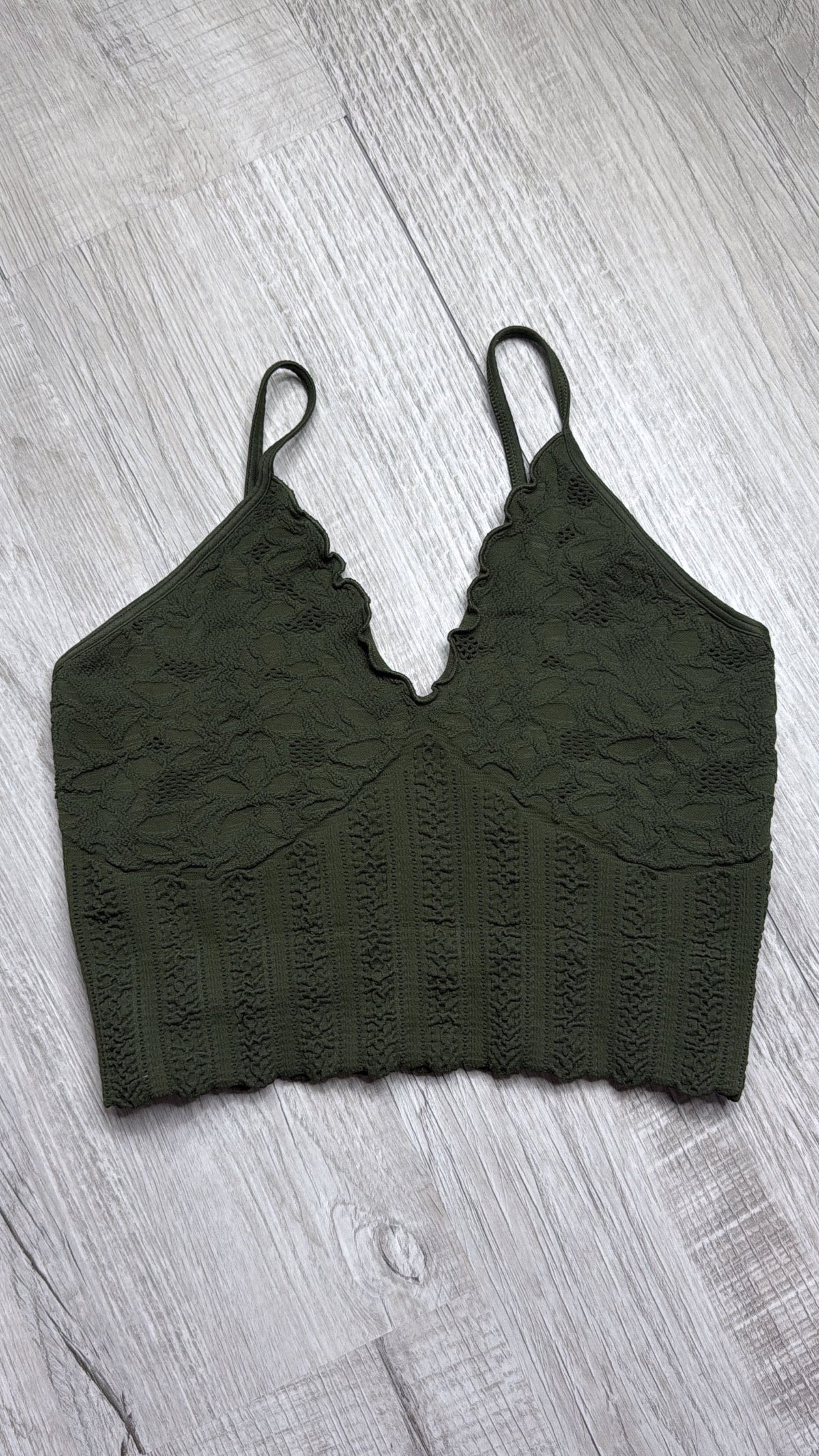 Lace Texture Bralette, Dk. Green