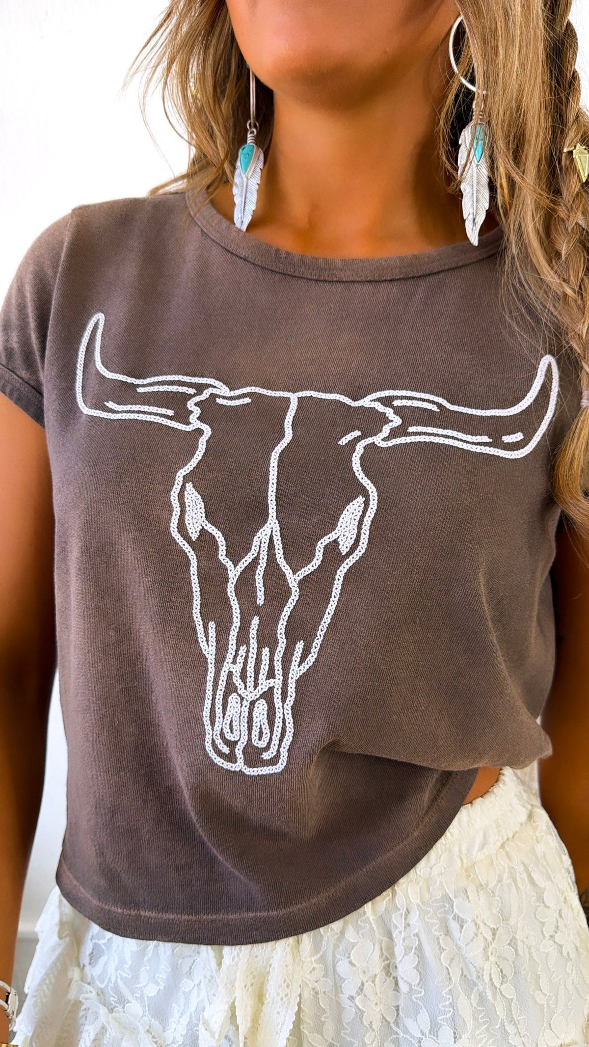 Long Horn Graphic Tee, Espresso