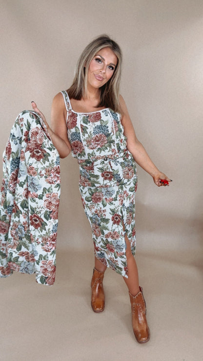 ECB Exclusive: Magnolia Tapestry Midi Skirt