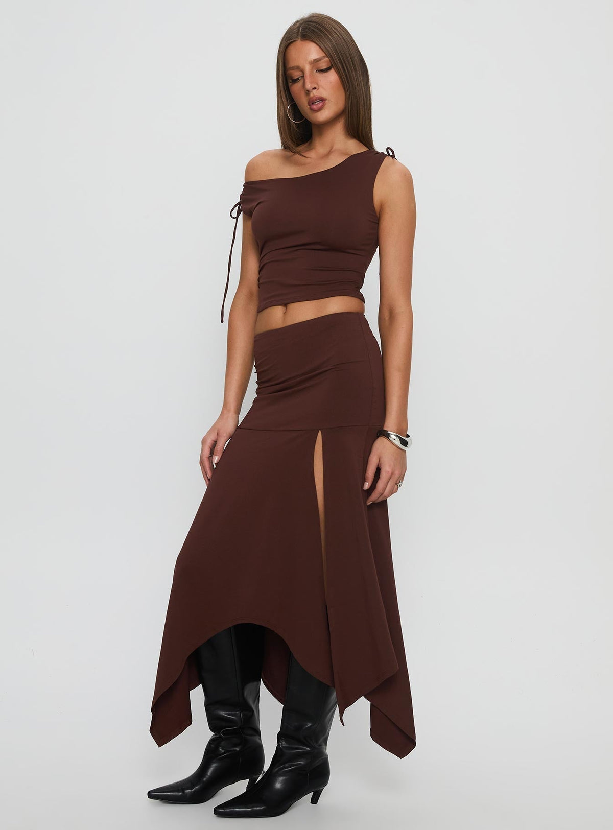 Azlynn Off Shoulder Set Brown