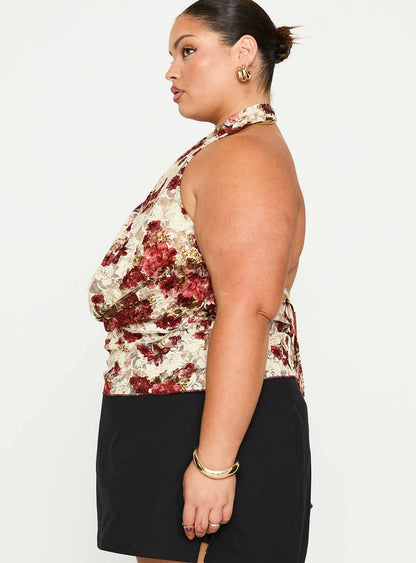 Capulet Halter Cowl Top Floral Curve