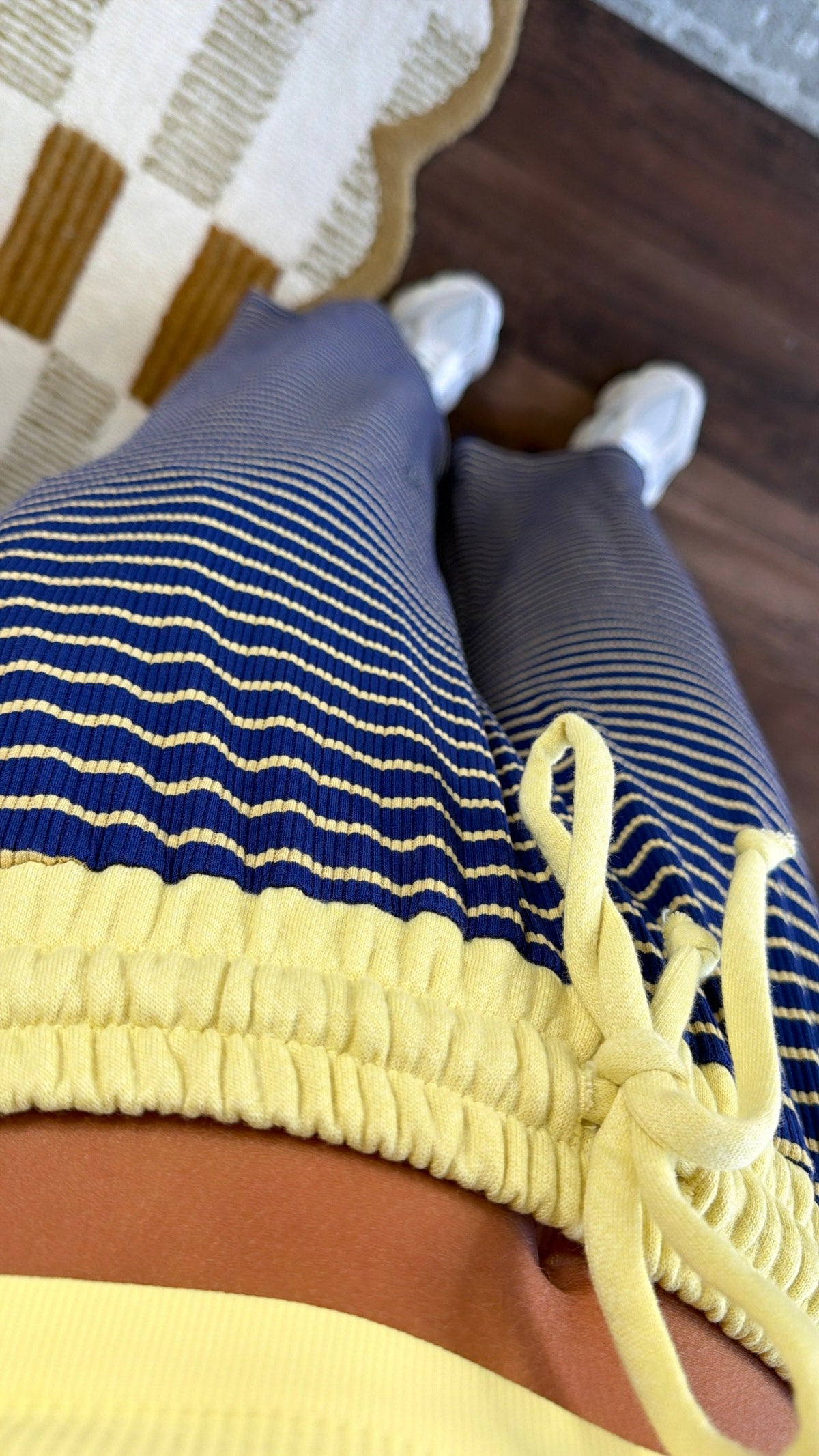 Dreaming In Stripes Lounge Pant, Navy/Yellow