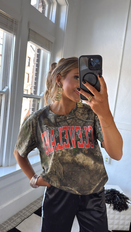 Camo Cleveland Graphic Tee, Orange/Camo