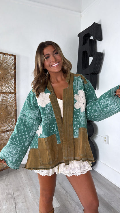 Jewel Loom Woven Jacket, Jade Green