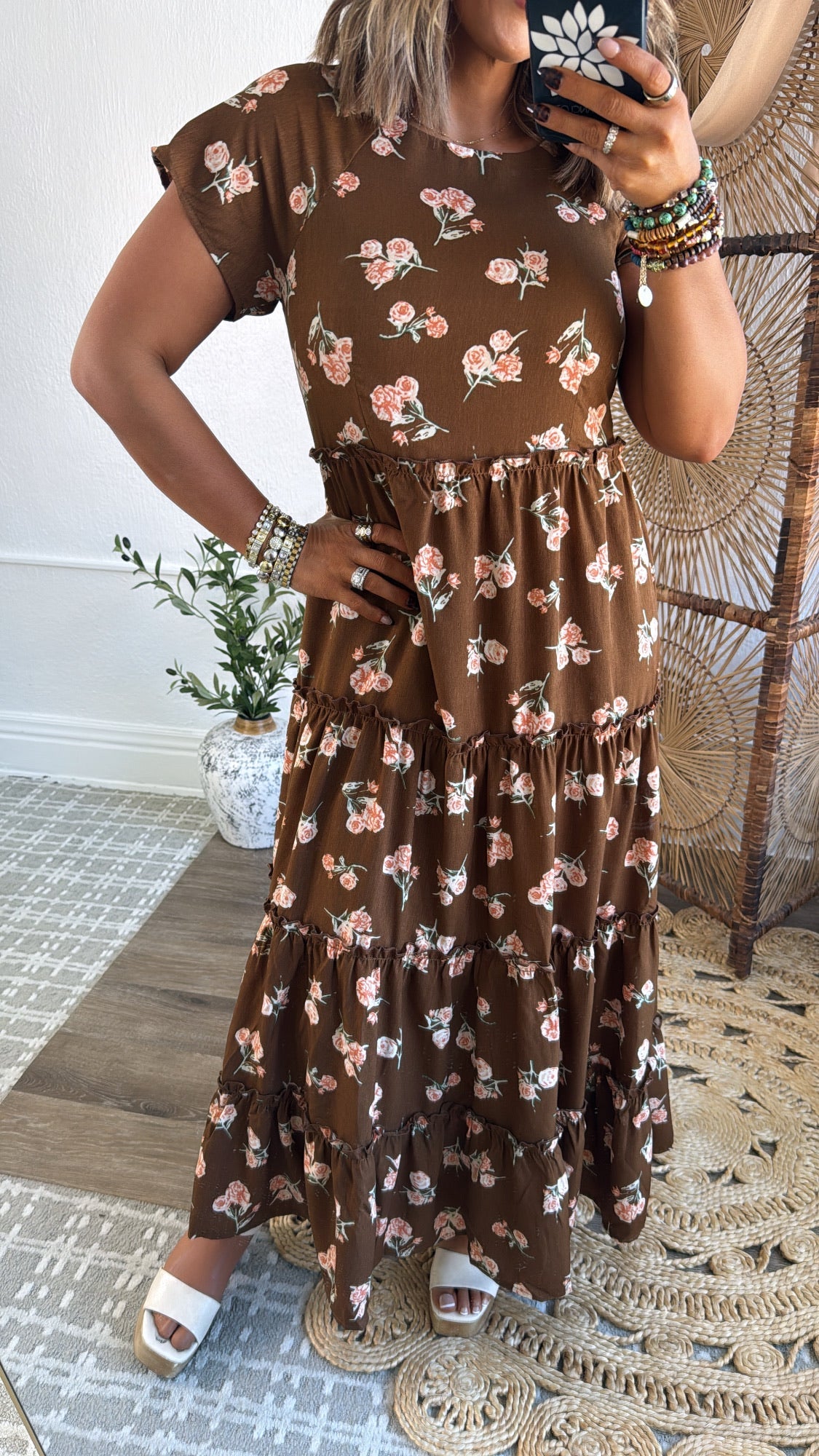 Autumn Ease Maxi Dress, Brown