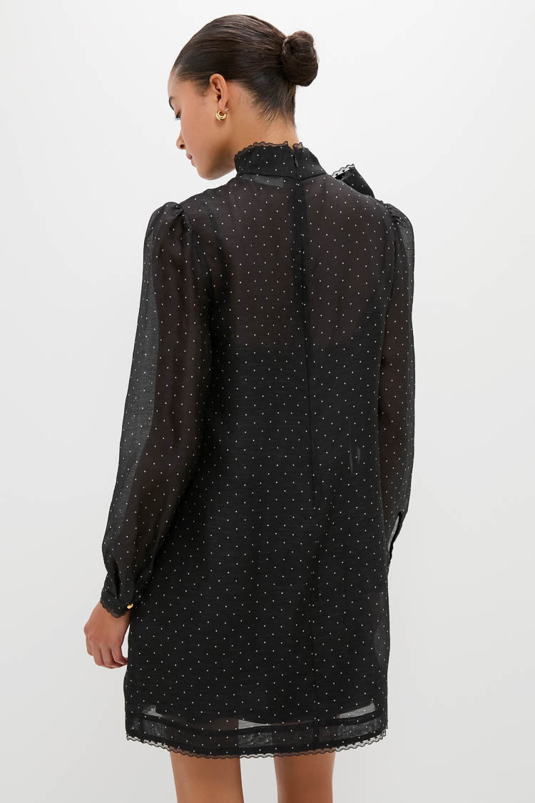 Black Dot Dream Pussybow Mini Dress