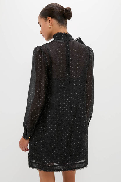 Black Dot Dream Pussybow Mini Dress