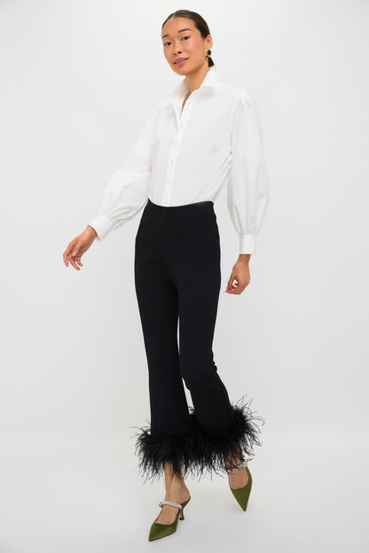 Black Feather Compression Knit Ashford Pants